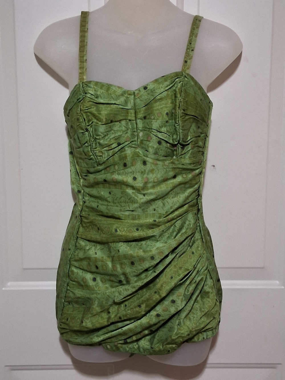 Rare Vintage Perfection Fit By Roxanne 60s-70s Lime Green Onepiece Swimsuit